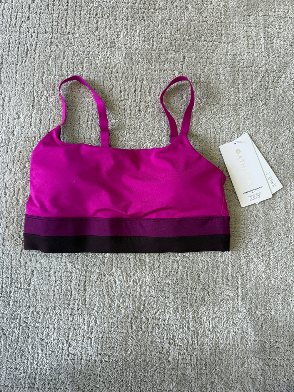 Athleta Magenta & Deep Plum Coastline Bikini Top